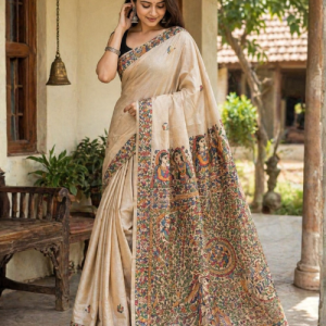 PURE  TUSSAR   MADHUBANI HANDMADE